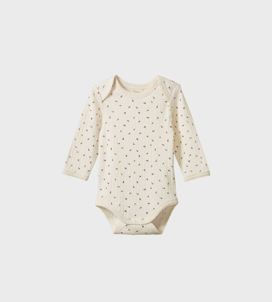 Nature Baby | Long Sleeve Bodysuit Pointelle | Aster Floral Print