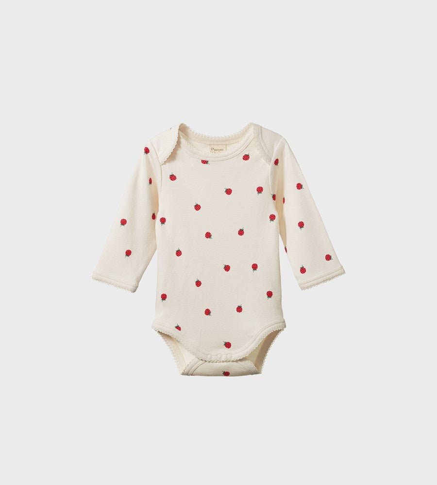 Nature Baby I Long Sleeve Bodysuit I Raspberry Print