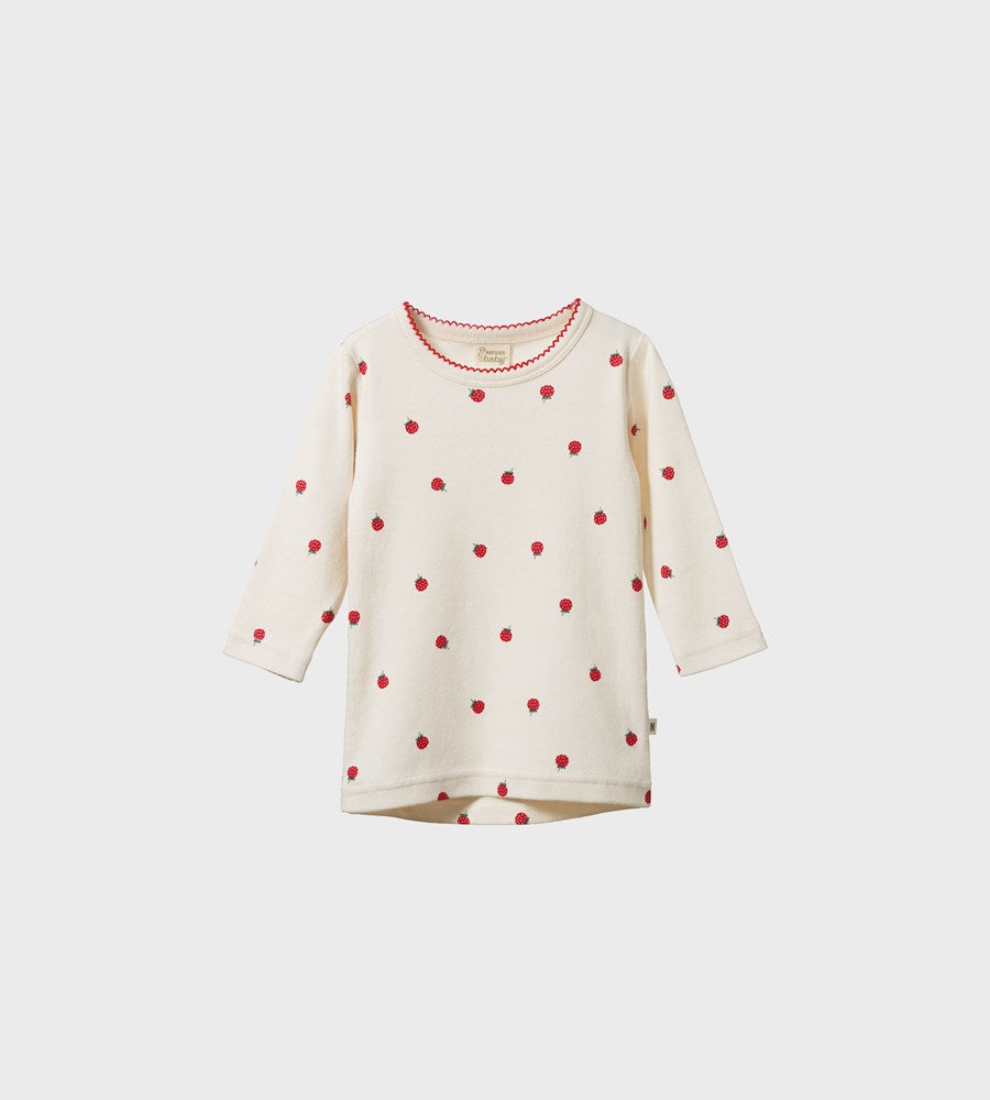 Nature Baby I Long Sleeve Cloud Tee I Raspberry Print