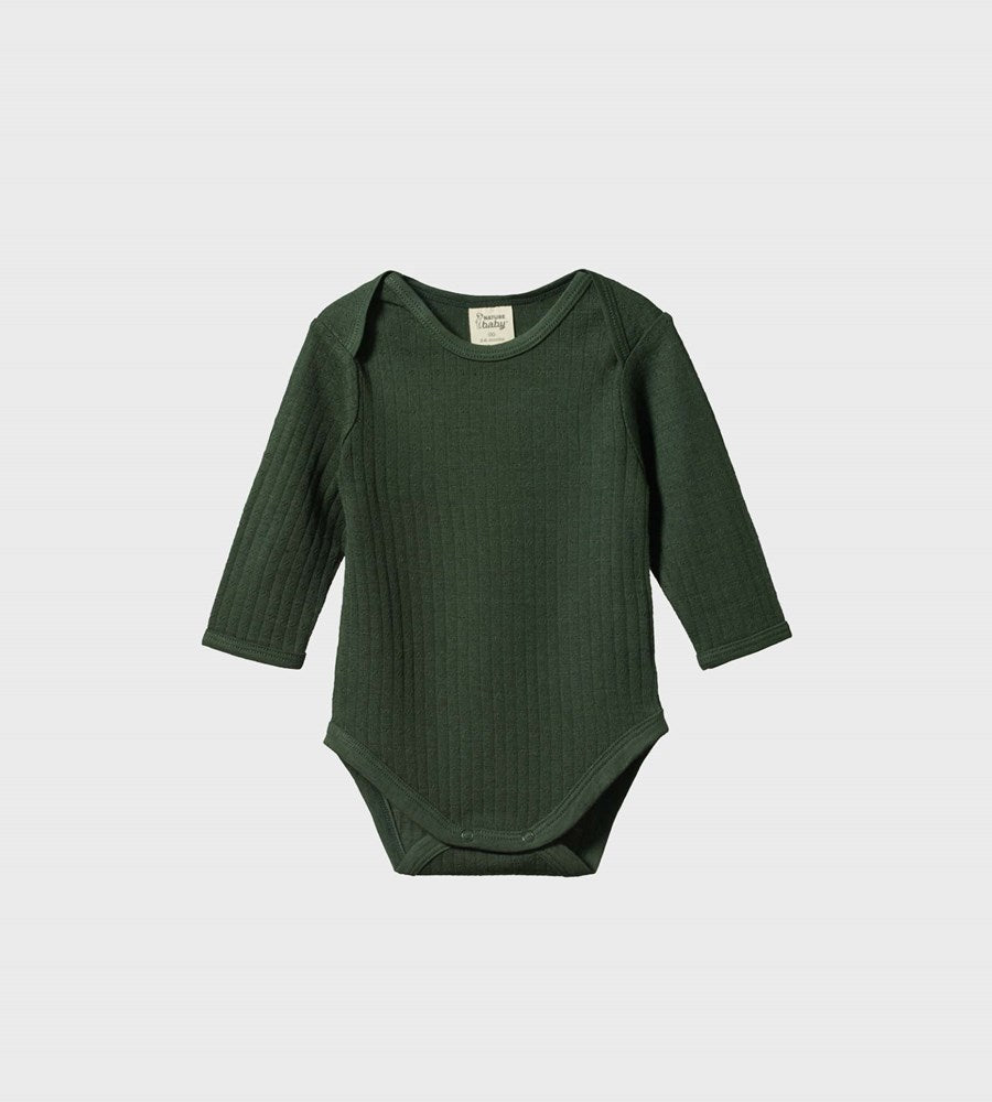 Nature Baby | Mer Ess Long Sleeve Bodysuit Pointelle | Thyme