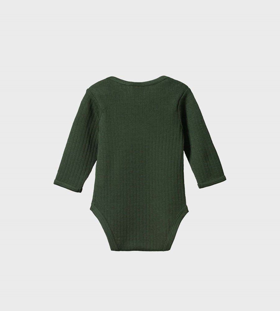 Nature Baby | Mer Ess Long Sleeve Bodysuit Pointelle | Thyme