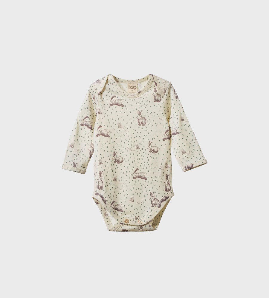 Nature Baby | Mer Ess Long Sleeve Bodysuit | Rabbitty Print