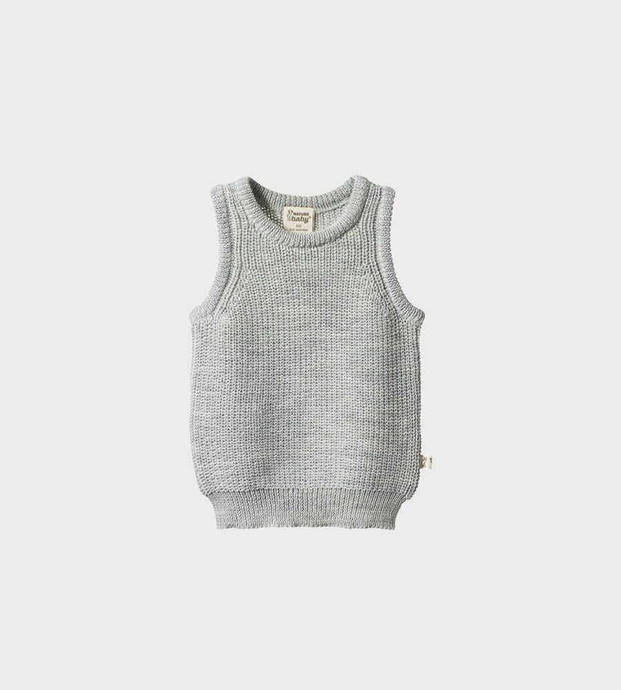 Nature Baby | Merino Chunky Knit Vest | Light Grey Marle