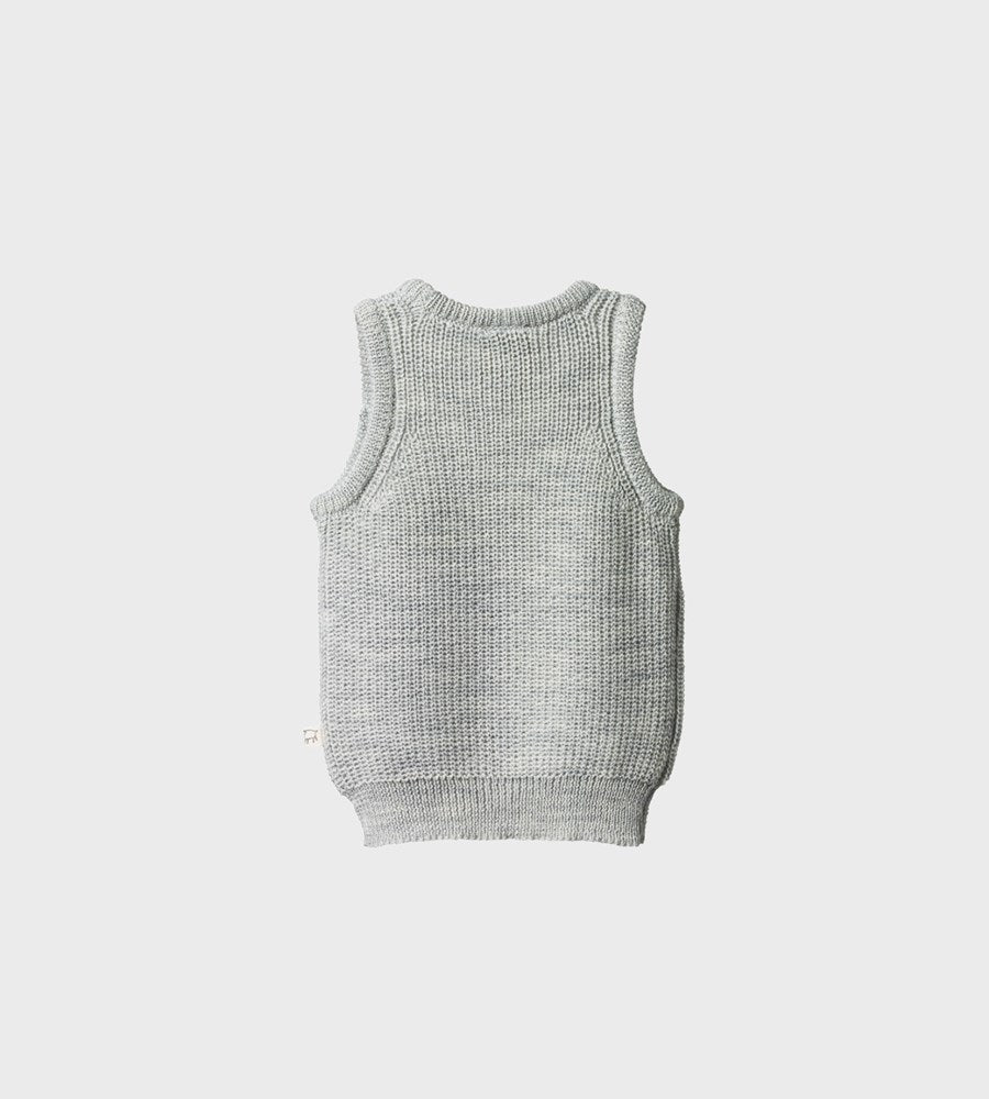 Nature Baby | Merino Chunky Knit Vest | Light Grey Marle