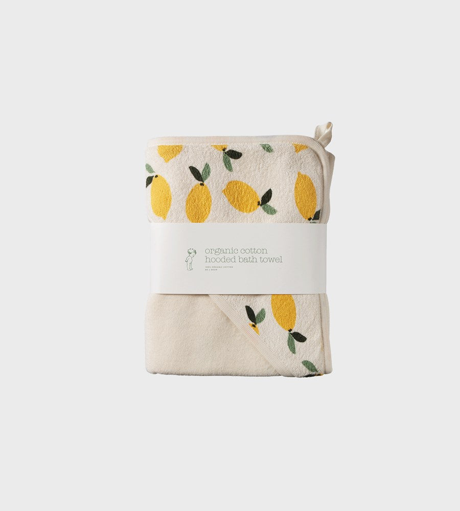 Nature Baby | Organic Cotton Hooded Towel | Lemon Print