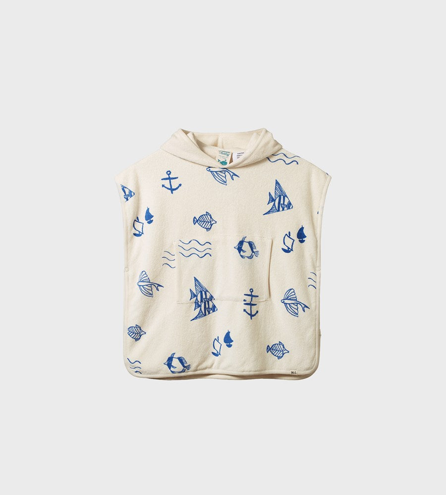 Nature Baby I Organic Cotton Poncho Towel I Atlantic Print Terry