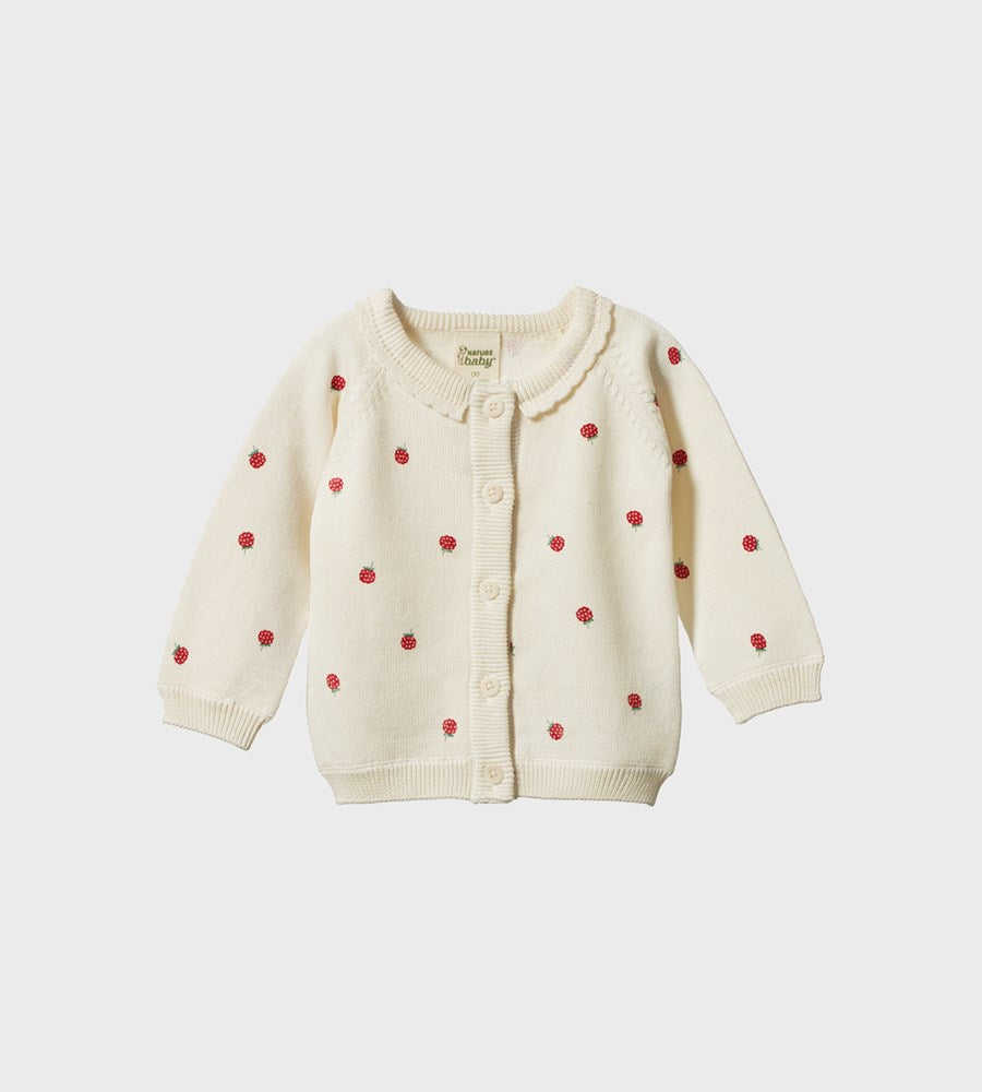 Nature Baby I Piper Cardigan I Raspberry Print