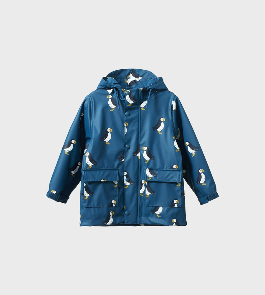 Nature Baby I Raincoat I Puffin Teal Print