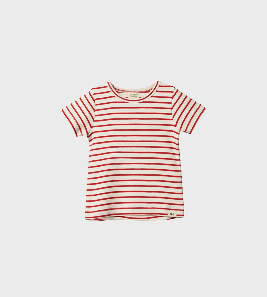 Nature Baby | River Tee | Red Sailor Stripe
