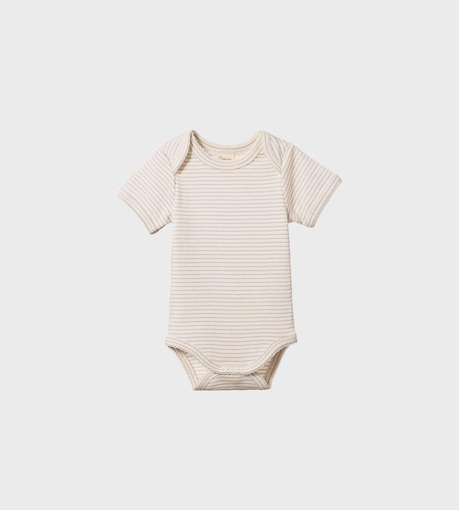 Nature Baby I Short Sleeve Bodysuit I Lilac Pinstripe