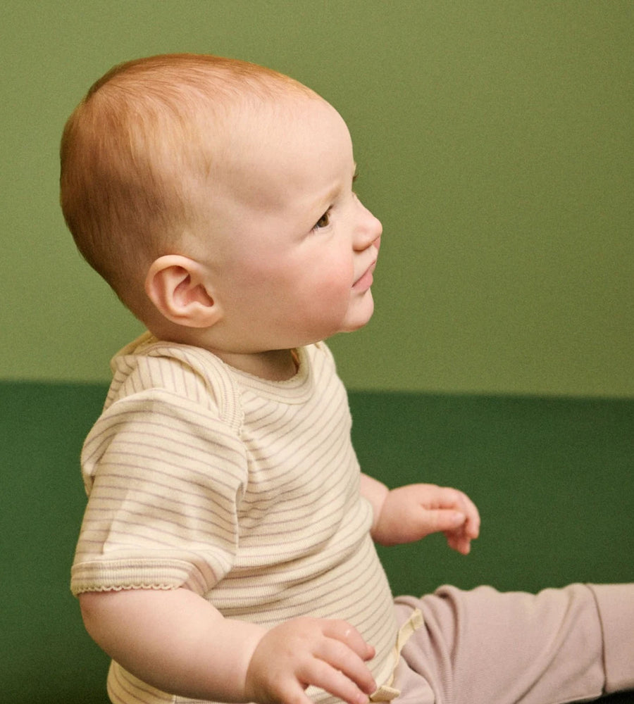 Nature Baby I Short Sleeve Bodysuit I Lilac Pinstripe