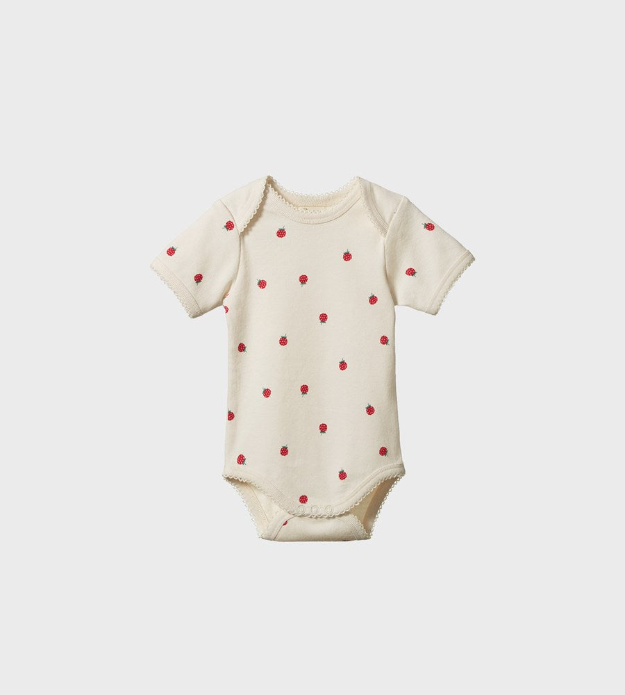 Nature Baby I Short Sleeve Bodysuit I Raspberry Print