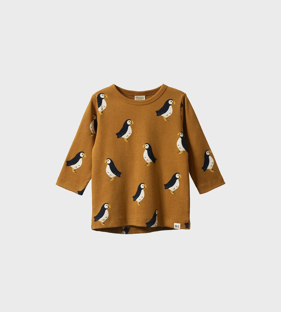 Nature Baby I Long Sleeve River Tee I Puffin Toffee Print