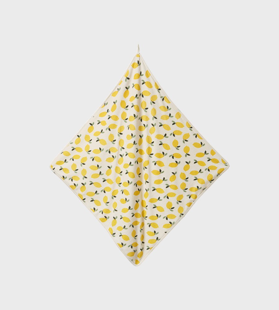 Nature Baby | Organic Cotton Hooded Towel I Lemon Print Terry