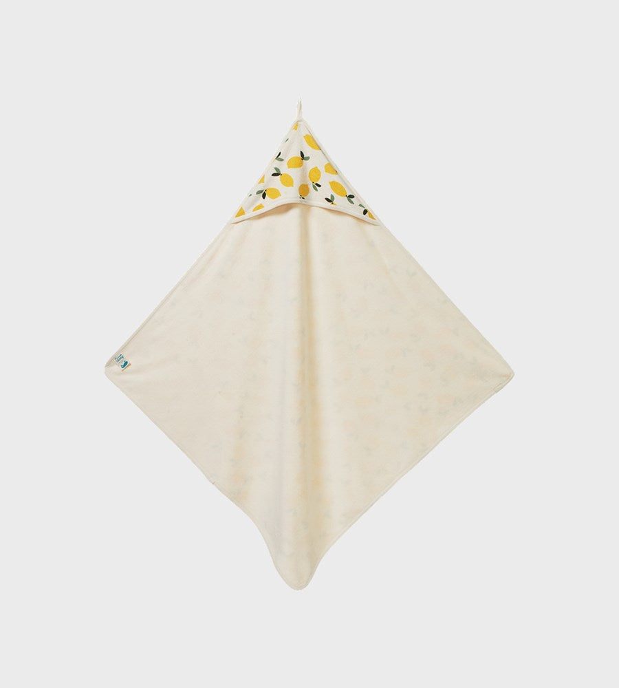 Nature Baby | Organic Cotton Hooded Towel I Lemon Print Terry