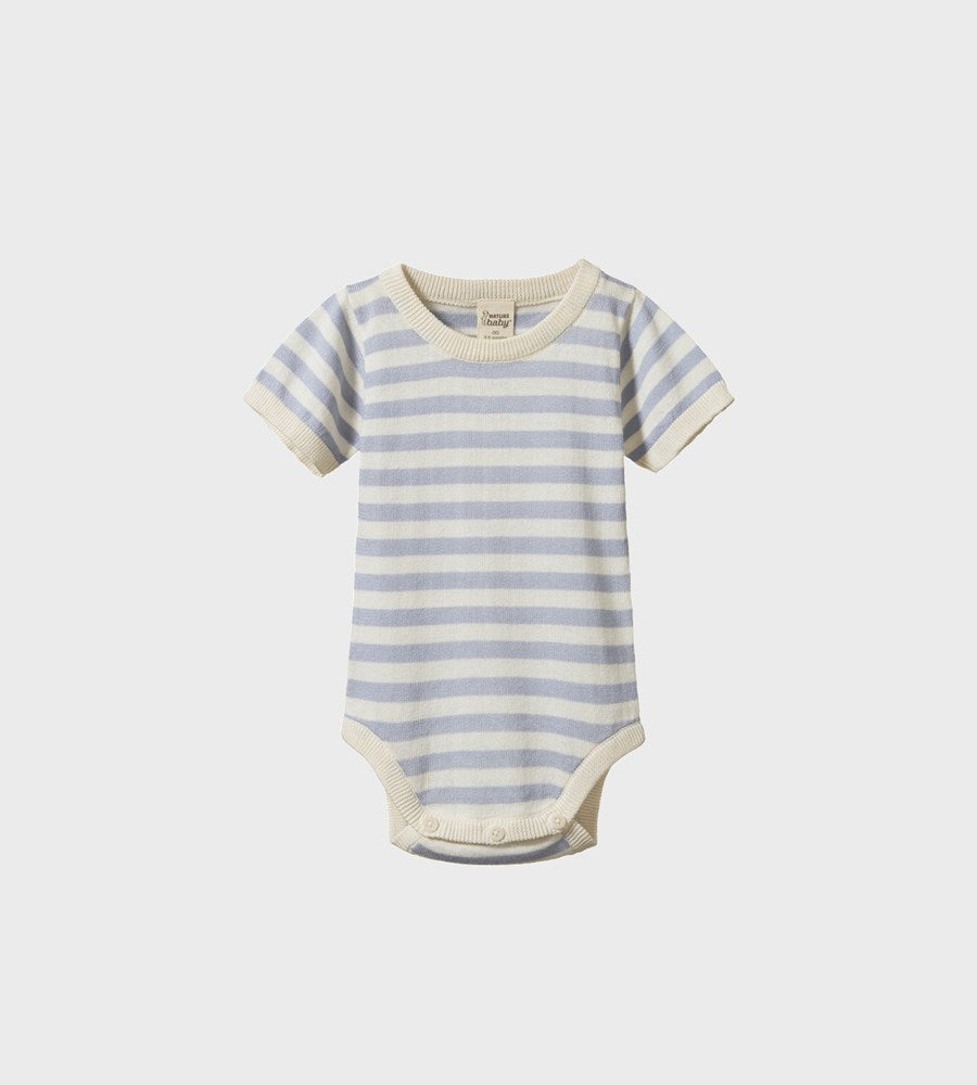 Striped baby bodysuit on a white background