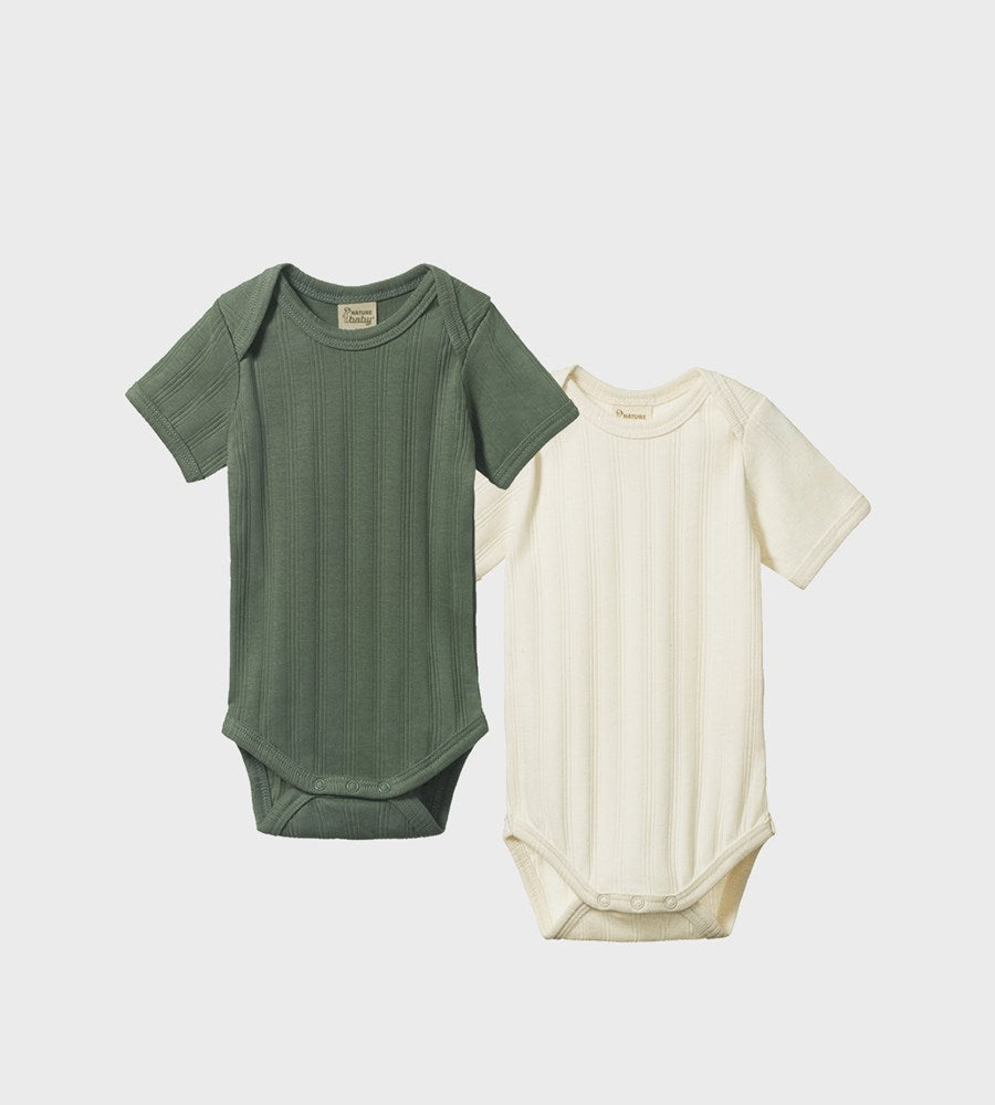 Nature Baby | S/S Bodysuit Derby 2Pack | Natural/Nettle