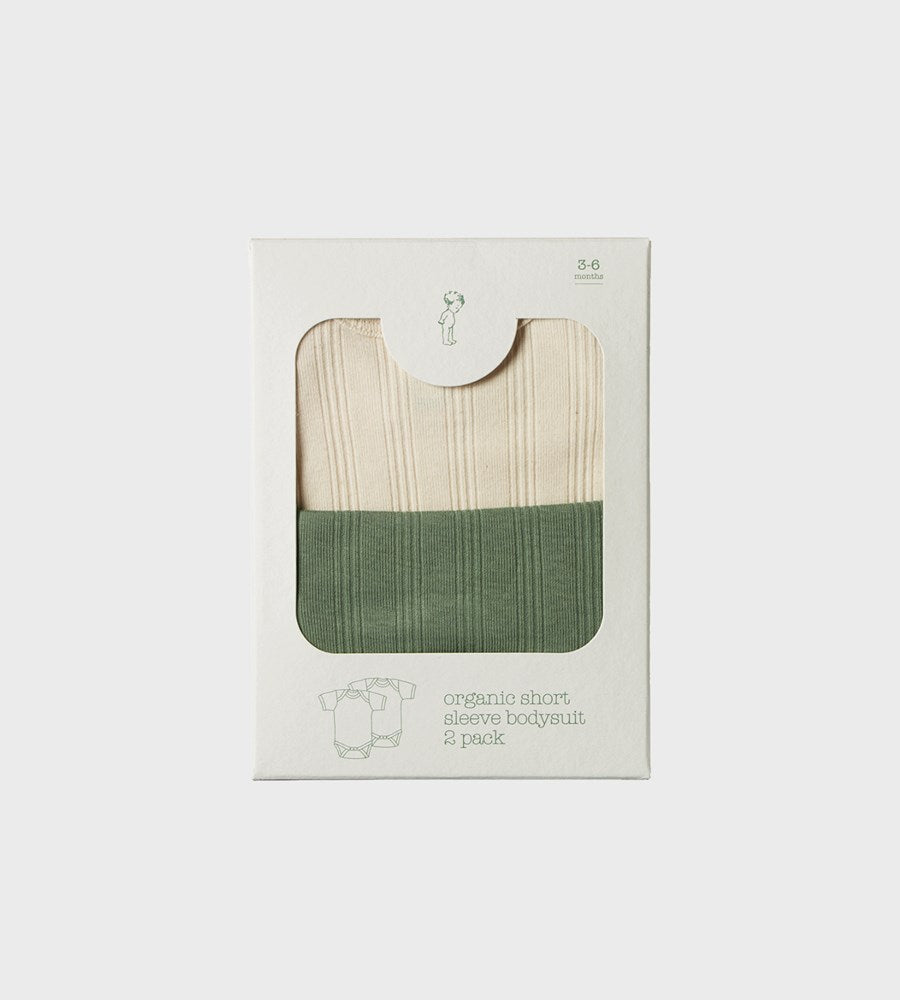 Nature Baby | S/S Bodysuit Derby 2Pack | Natural/Nettle