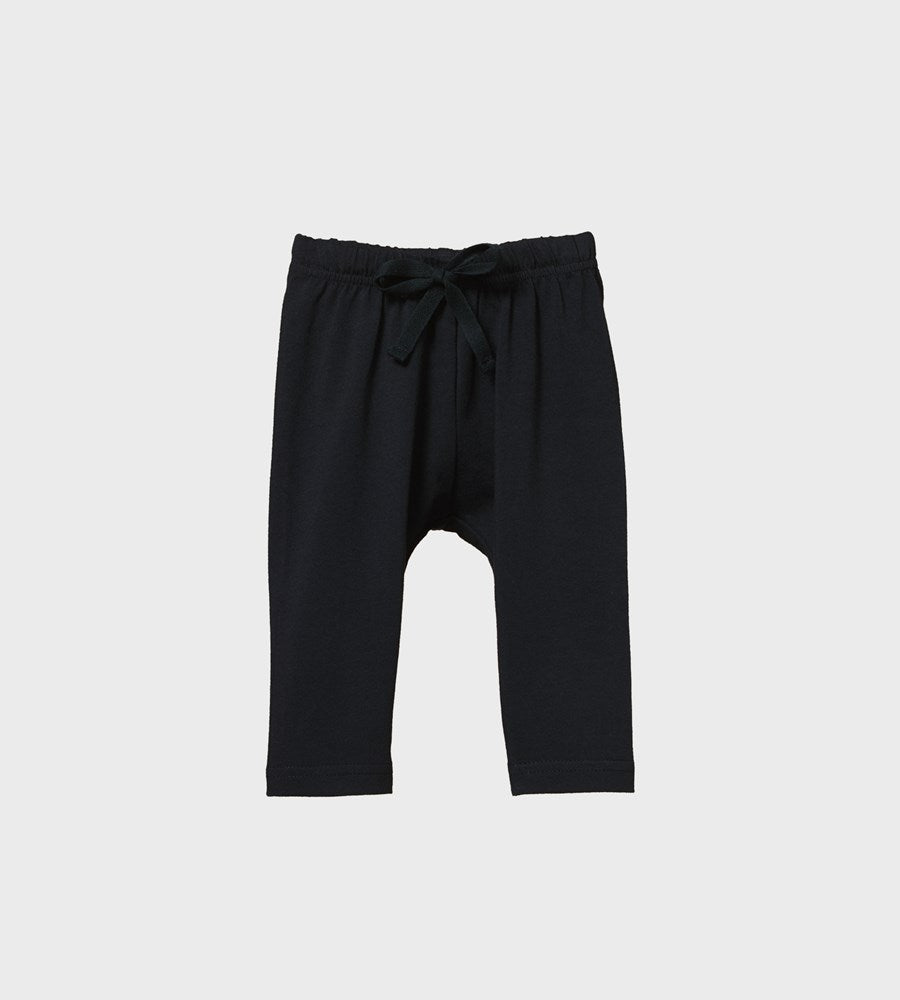 Black baby pants on a light gray background