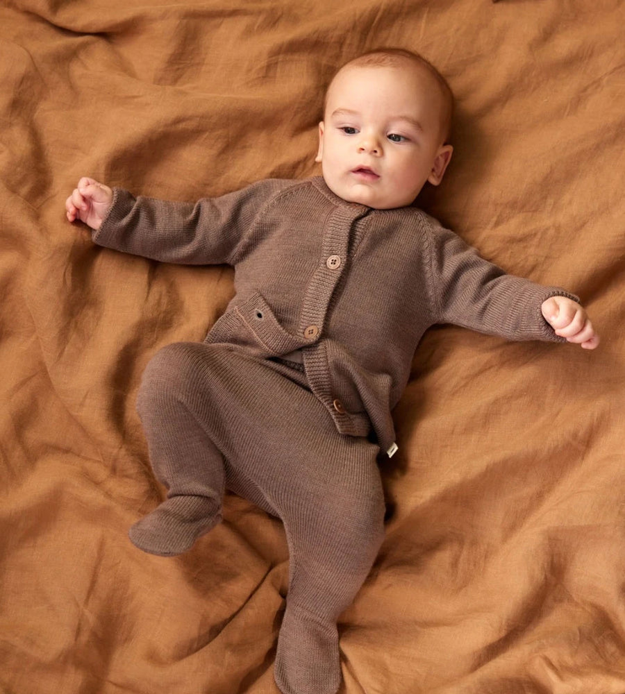 Nature Baby | Merino Knit Footed Rompers | Cub Marl
