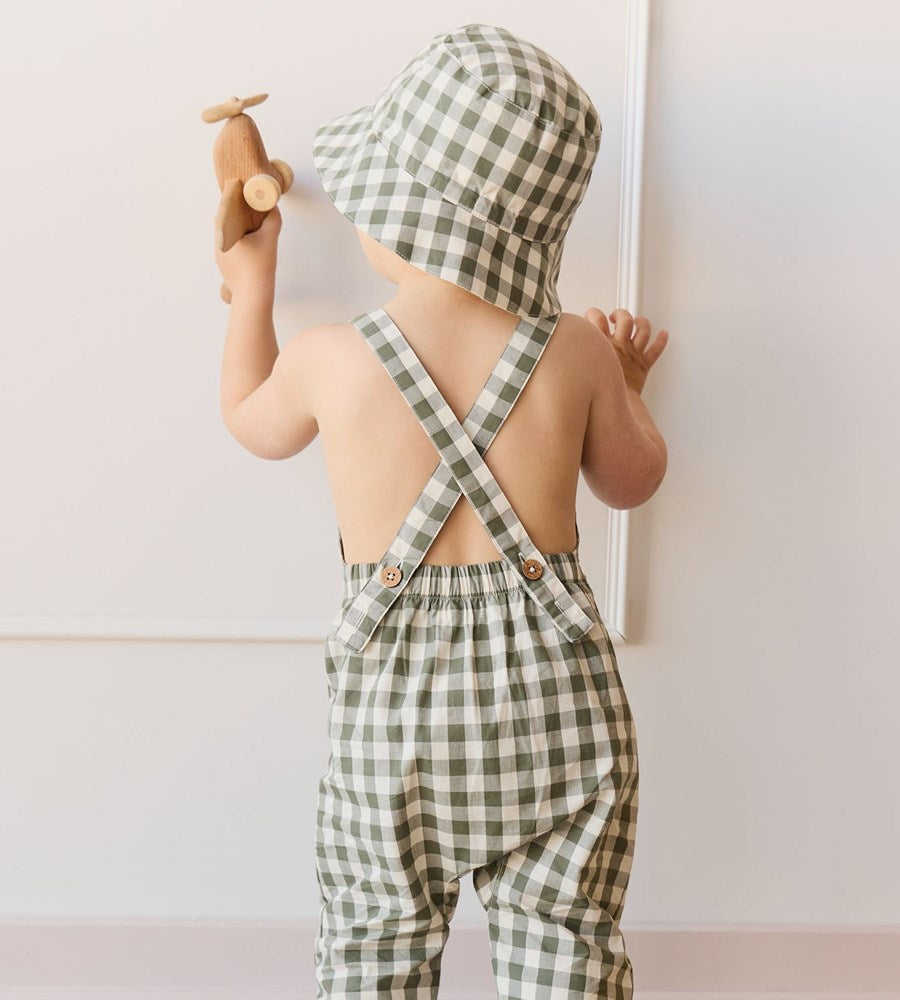 Jamie Kay | Organic Cotton Kingston Overall | Gingham Grape Leaf