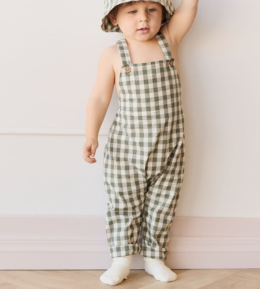 Jamie Kay | Organic Cotton Kingston Overall | Gingham Grape Leaf