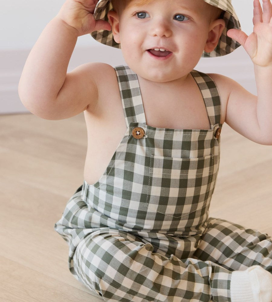 Jamie Kay | Organic Cotton Kingston Overall | Gingham Grape Leaf