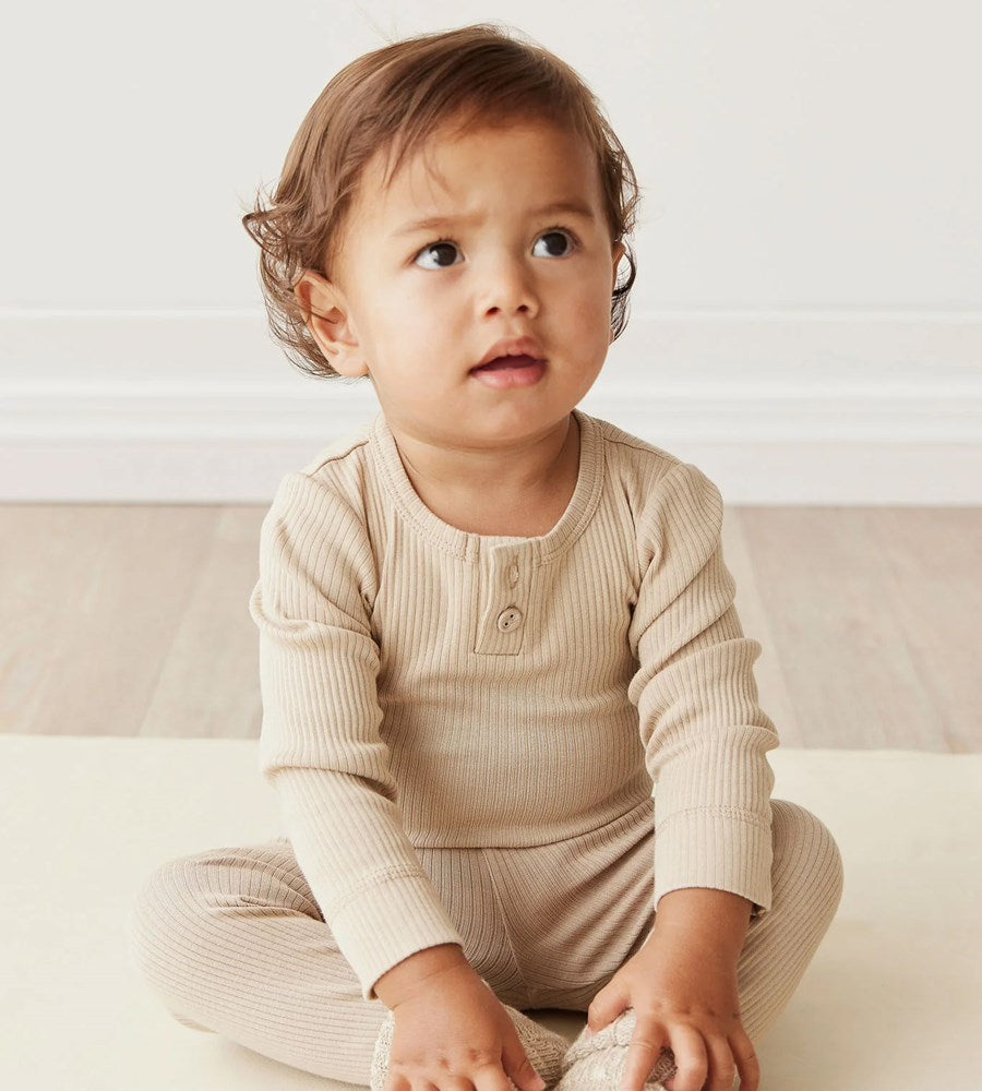 Jamie Kay | Organic Cotton Modal Long Sleeve Bodysuit | Fawn