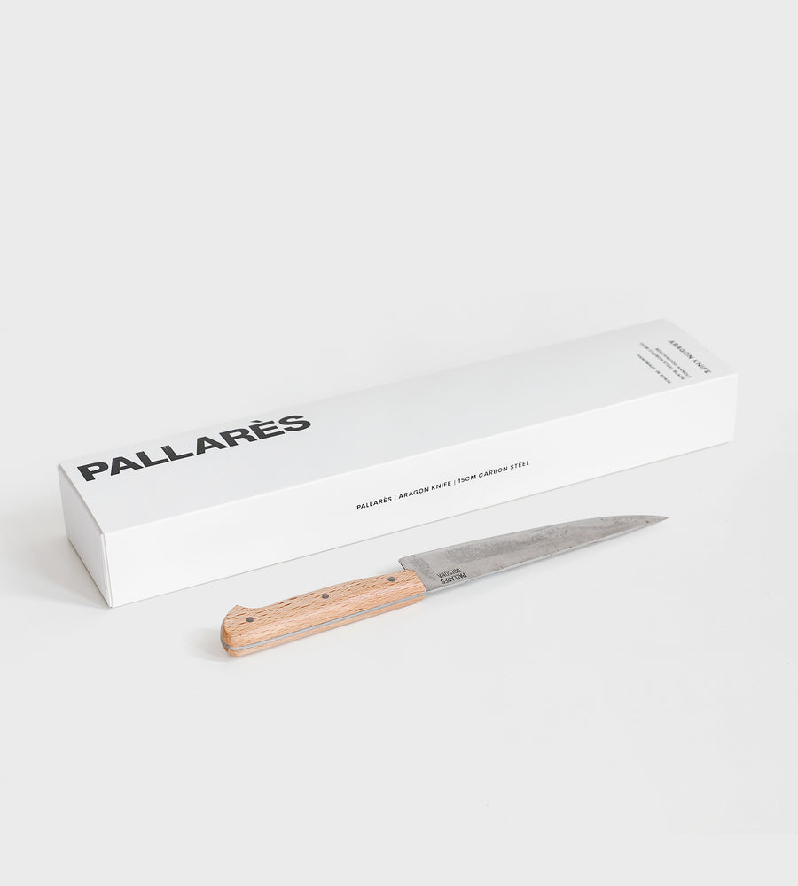 Pallares | Aragon Knife | Beech Handle | 15cm Carbon Steel Blade