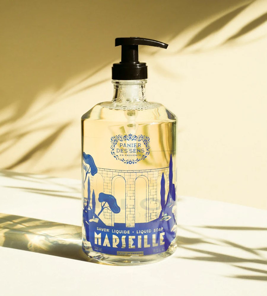 Panier des Sens | Olive Glass Marseille Liquid Soap | Ltd Edition Blue
