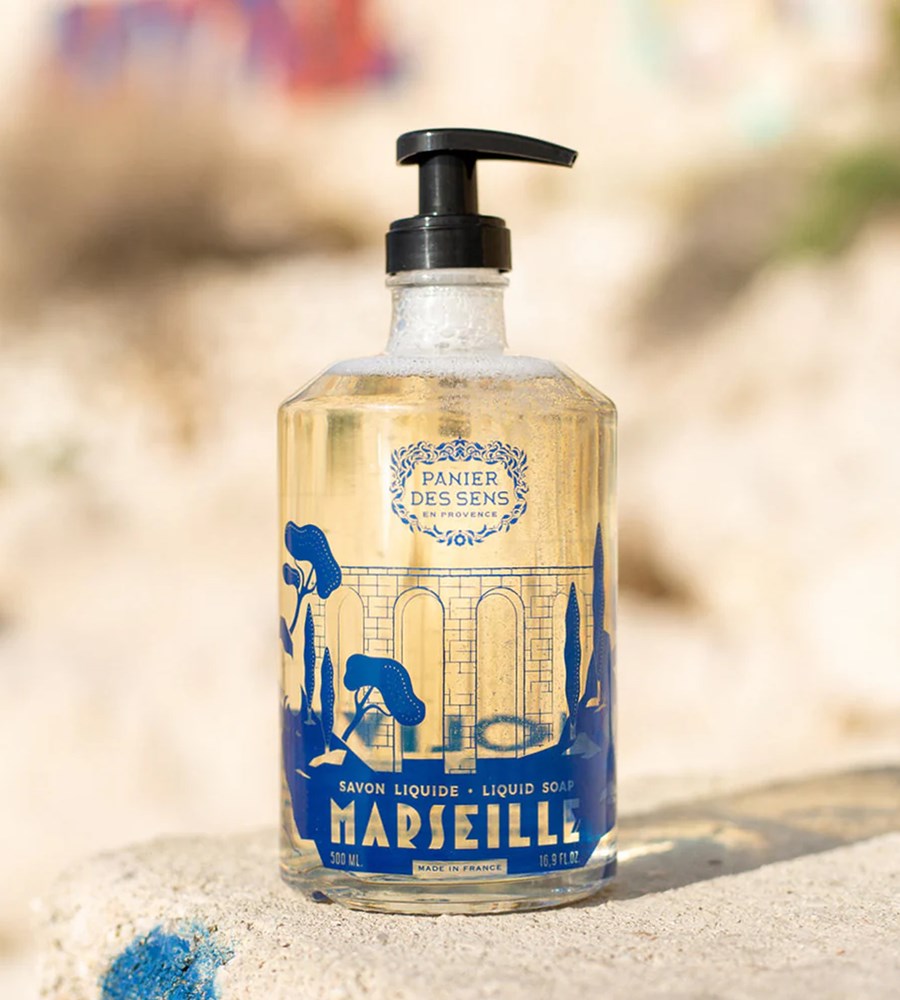 Panier des Sens | Olive Glass Marseille Liquid Soap | Ltd Edition Blue