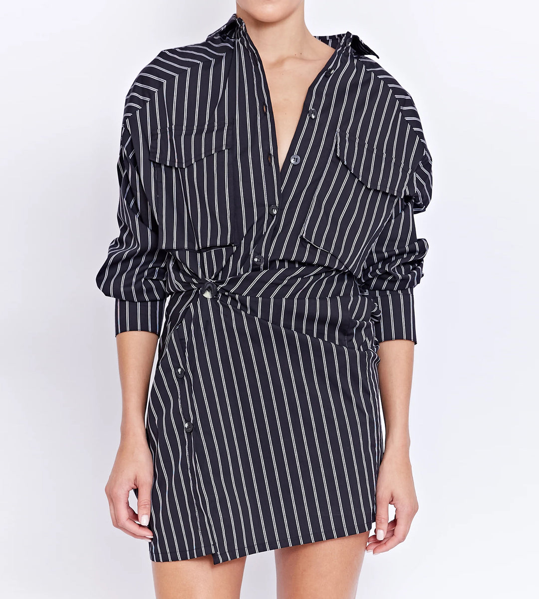 Pfeiffer | Fenton Twist Dress | Black Stripe