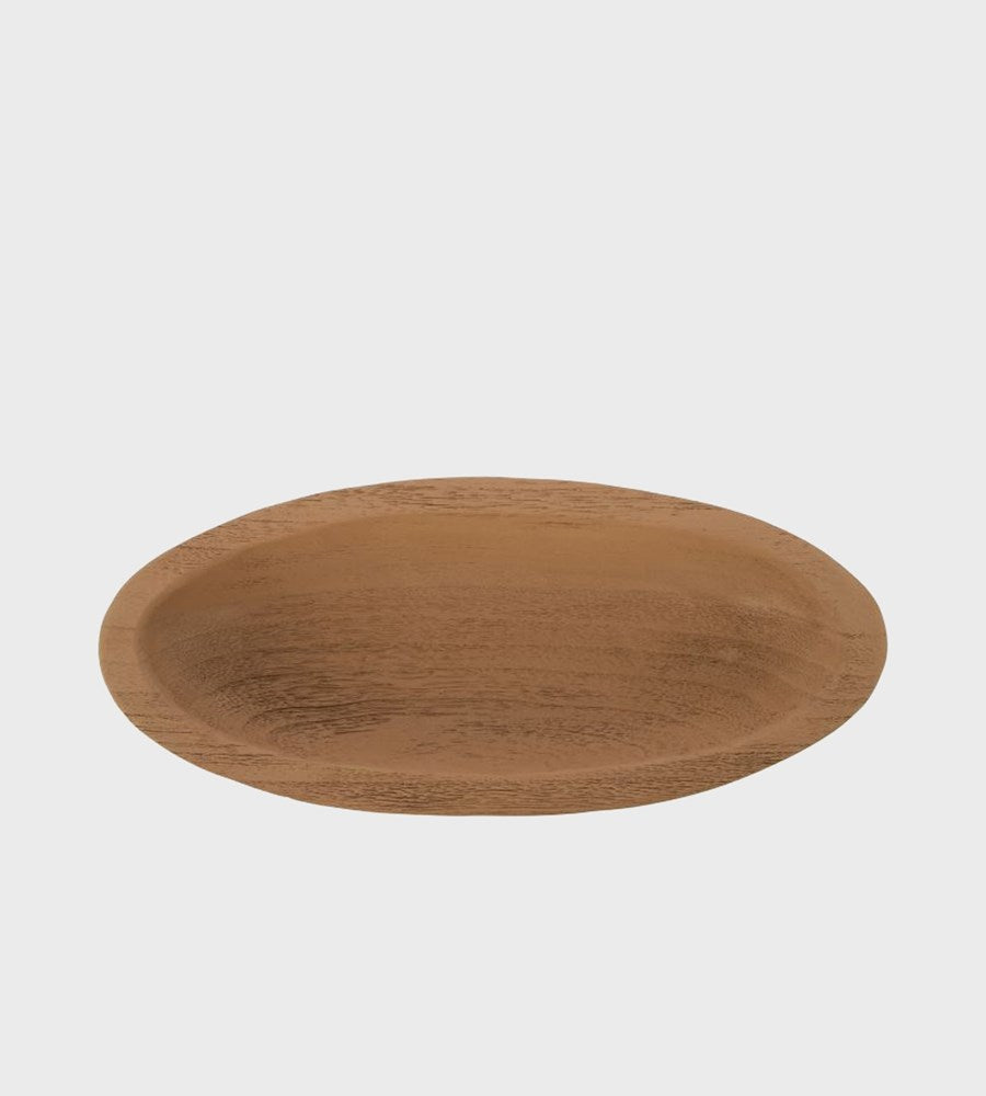 Wooden plate on a white background