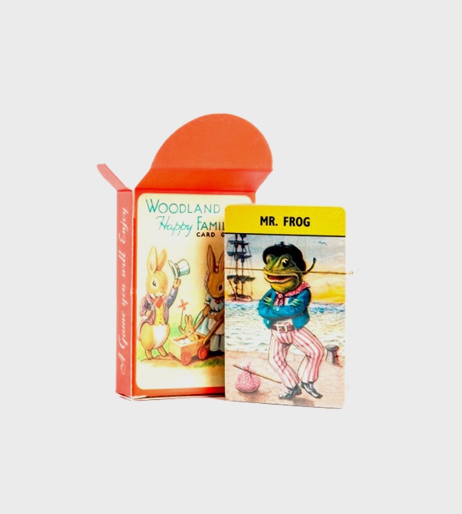 Woodland Family Playing Cards with a focus on 'Mr. Frog' card on a white background