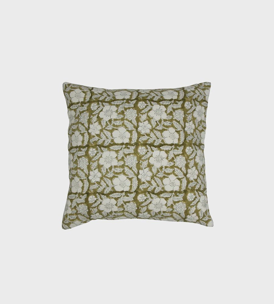 Salta Floral Chartreuse Cushion | Feather Filled