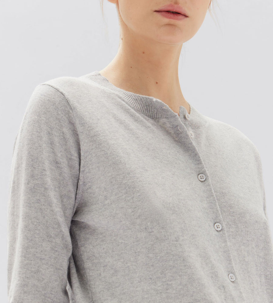 Semra Cotton Cashmere Cardigan Grey Marle