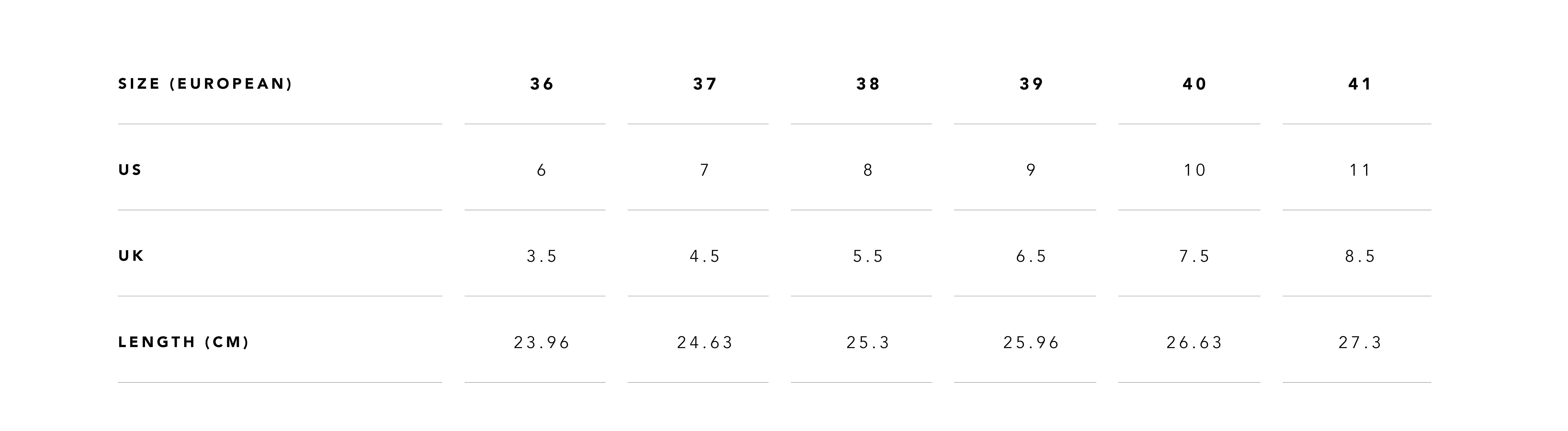 Kasper Size Chart