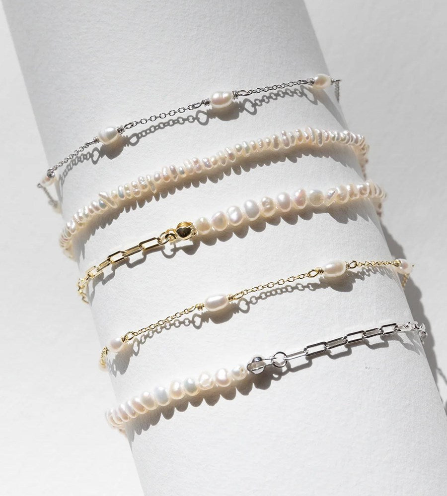 Sophie | Pearl Mini Link Bracelet Gold
