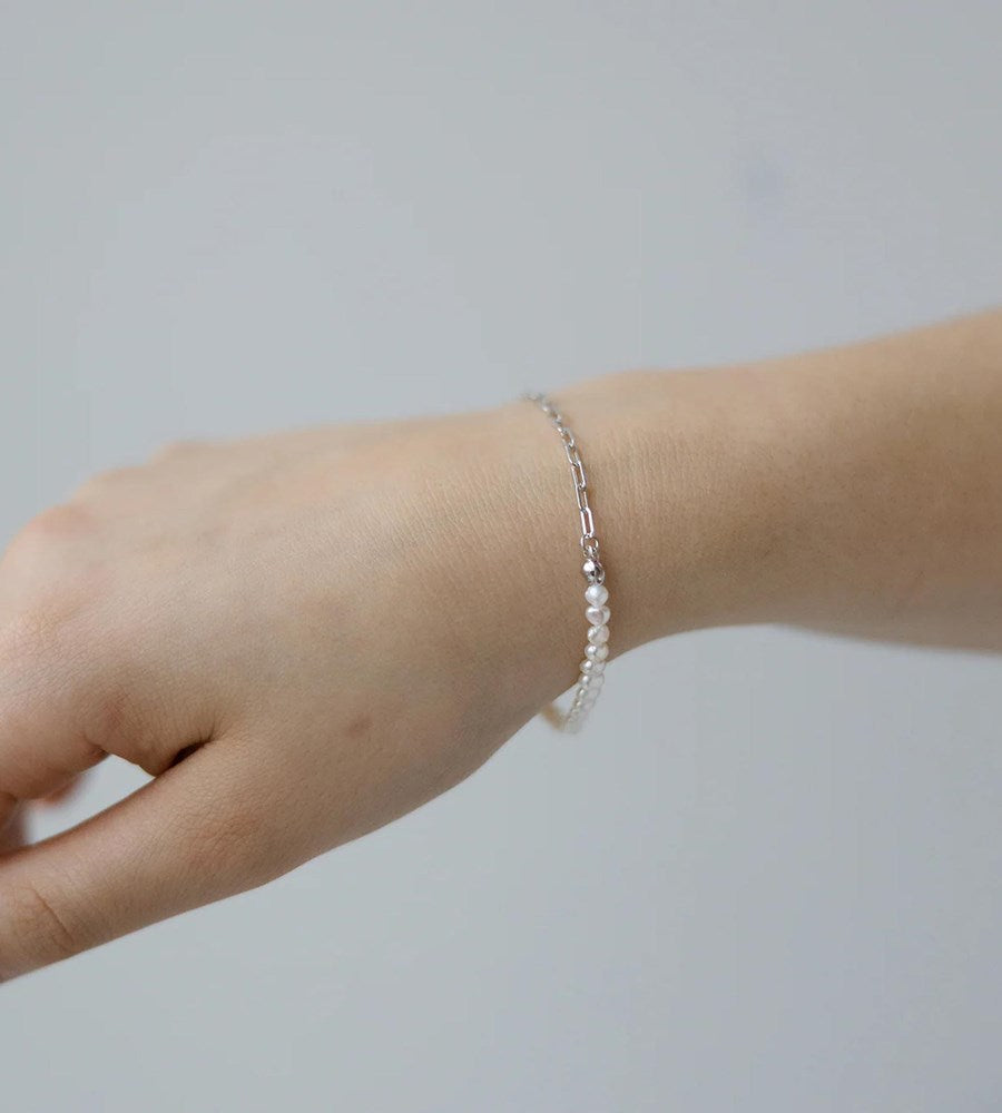 Sophie | Pearl Mini Link Bracelet Silver