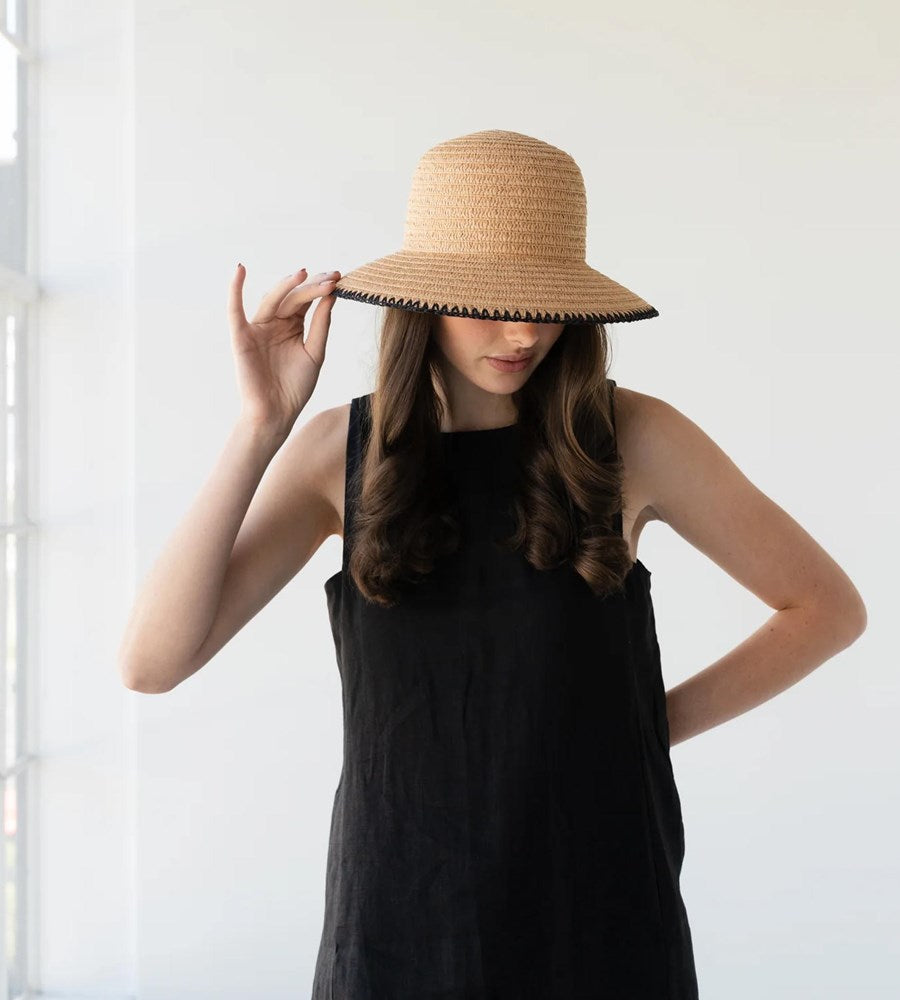 Sophie | So Shady Stitch Hat | Natural with Black