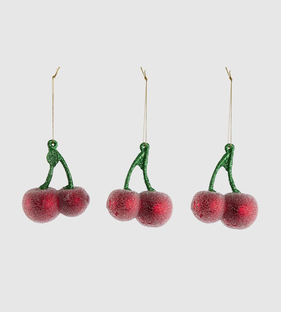 Sugared Cherry Decorations | Set of 3