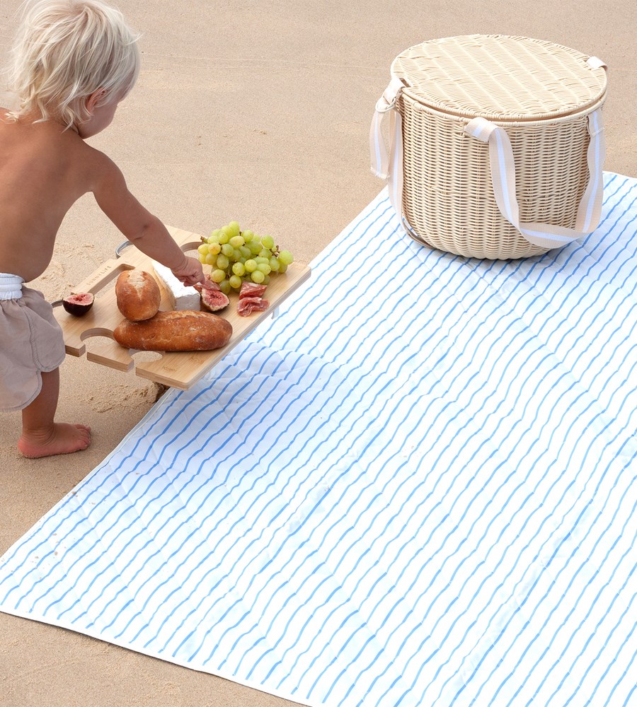 SunnyLife I Beach and Picnic Blanket Le Weekend I Mid Blue-Cream