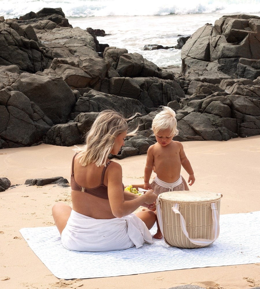 SunnyLife I Beach and Picnic Blanket Le Weekend I Mid Blue-Cream