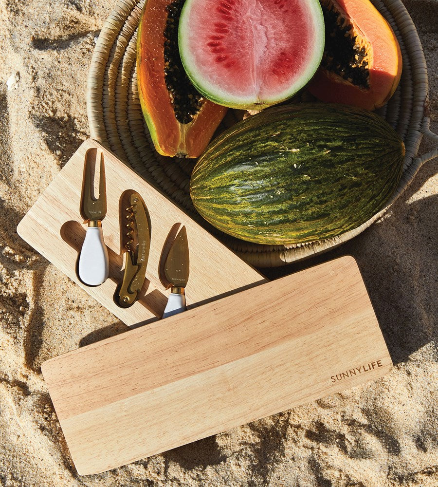 SunnyLife I Travel Cheese Board Set Le Weekend I Natural