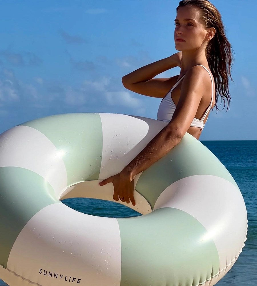 SunnyLife | Mini Tube Pool Ring | Olive Stripe