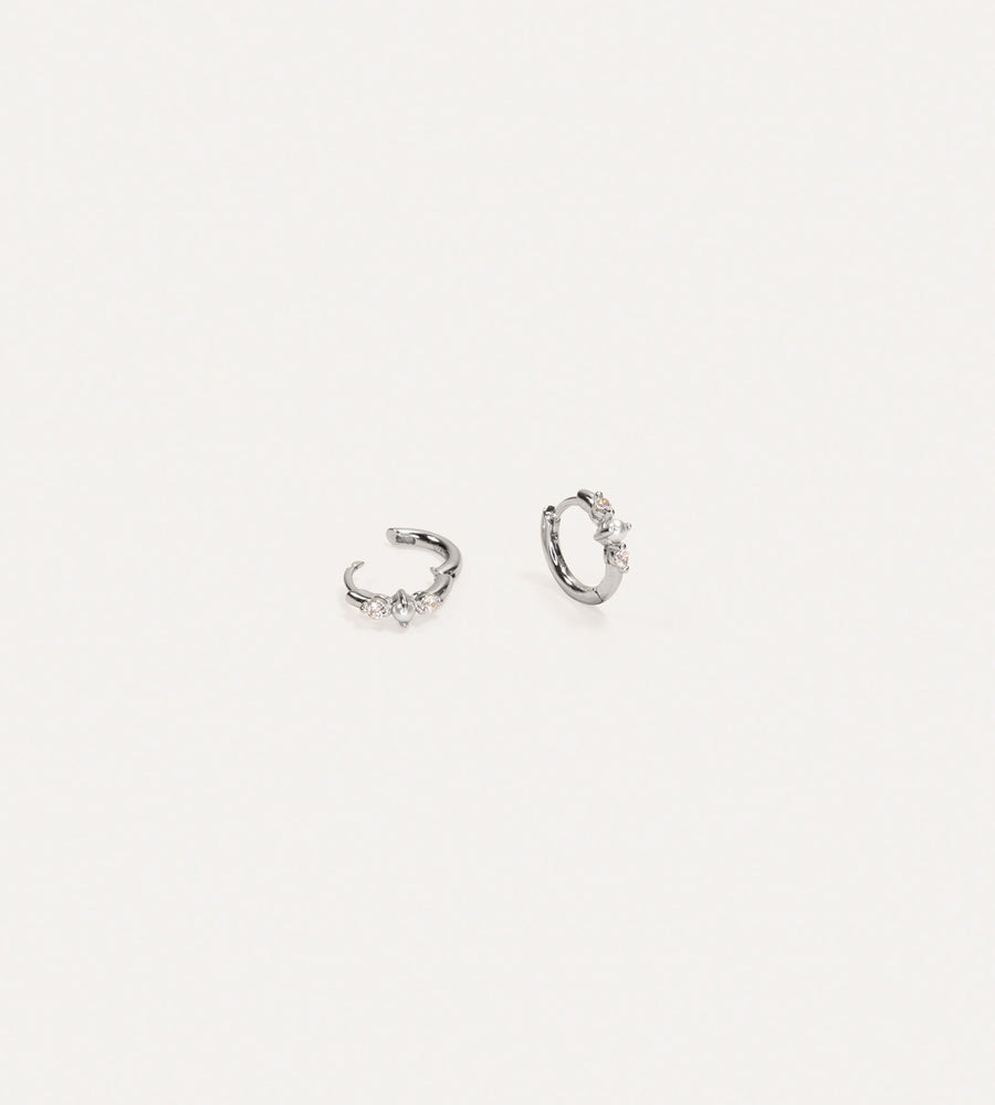 La Dailie | The Ada Pearl and Crystal Mini Hoops | Silver