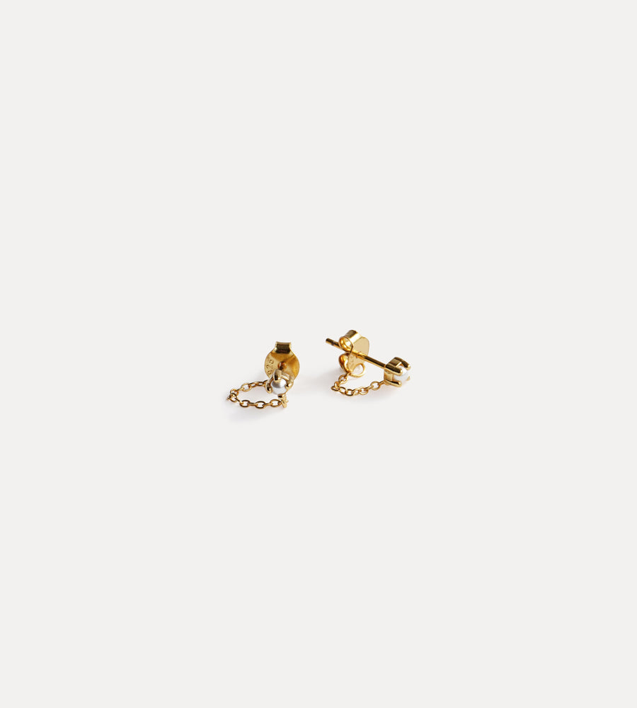 La Dailie | The Lucia Delicate Chain and Pearl Earrings | Gold