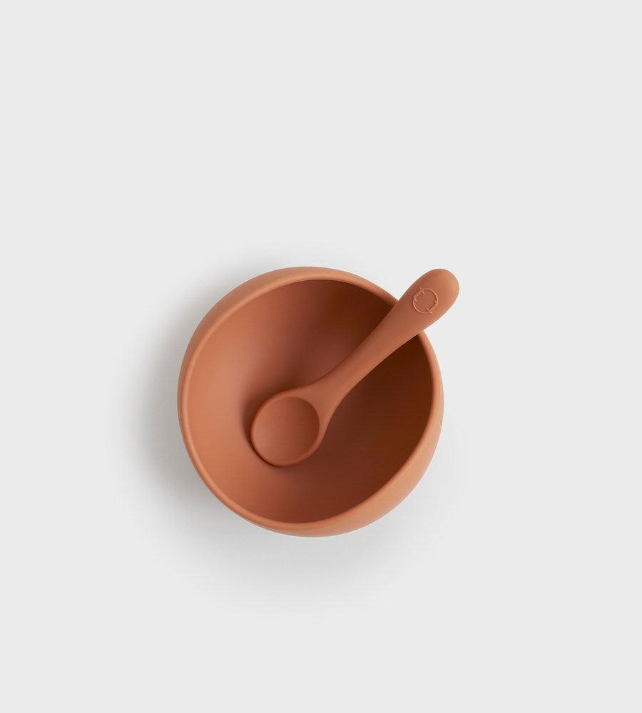 Tiny Table Co. | Suction Bowl and Spoon Set | Clay