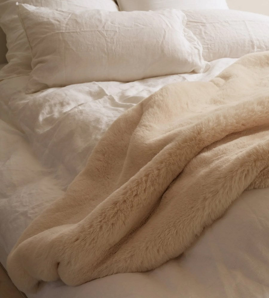 Home Lab | Vegan Fur Throw | Big Bear Cream