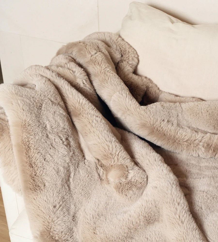 Home Lab | Vegan Fur Throw | Big Bear Pewter